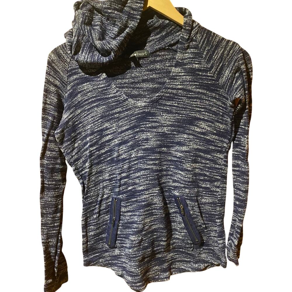 Derek Heart Medium lightweight hoodie zip pockets Navy Pullover Comfy Lounge